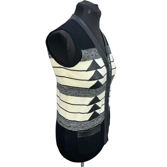 Vtg 70's Penney's International Imports Black/Cream/Gray Wool Zip up Vest Sz 14 - Picture 4 of 12